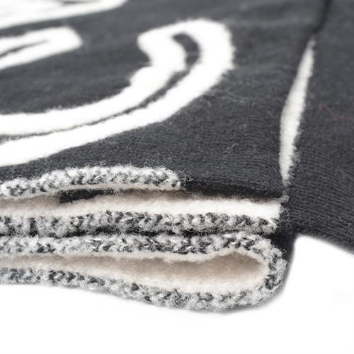 シャネル 服飾小物 レディース ロゴ マフラー 羊毛×ナイロン×カシミヤ ブラック×ホワイト CHANEL 中古