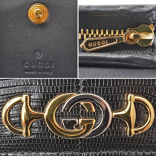 グッチ 財布 レディース ZUMI ズゥミ チェーンウォレット 二つ折り財布 ミニ財布 レザー ブラック GUCCI 570660 中古
