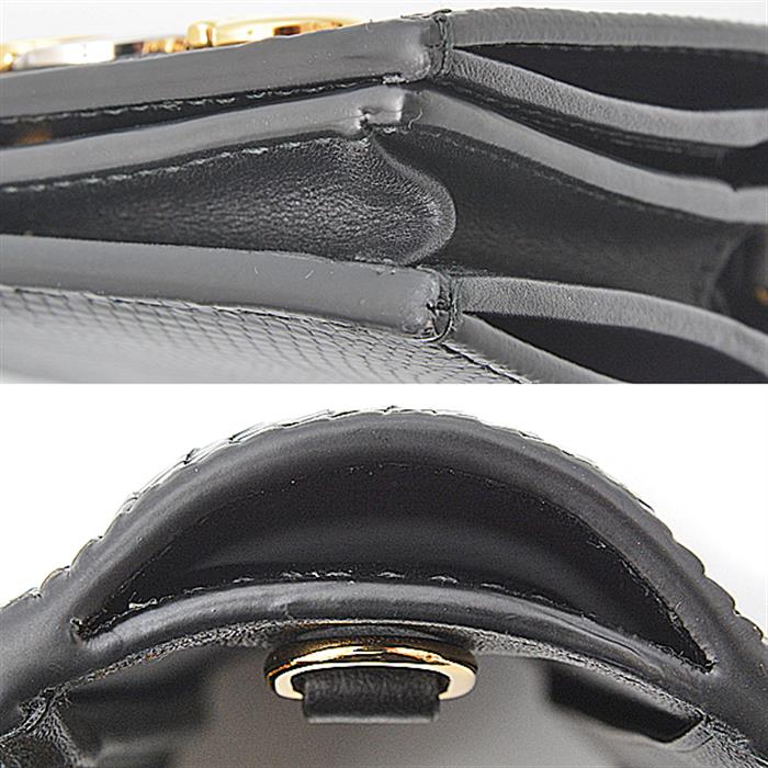 グッチ 財布 レディース ZUMI ズゥミ チェーンウォレット 二つ折り財布 ミニ財布 レザー ブラック GUCCI 570660 中古