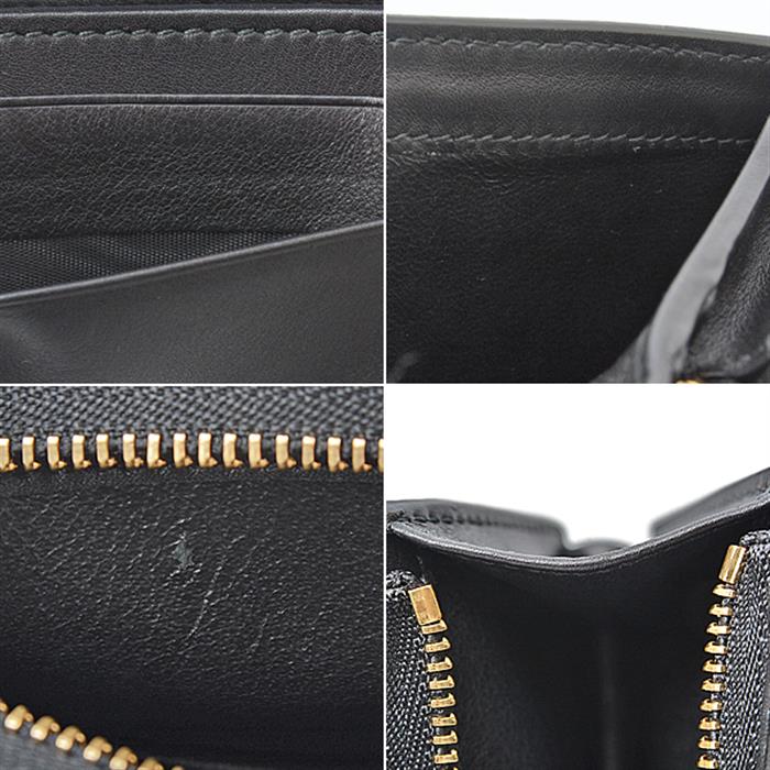 グッチ 財布 レディース ZUMI ズゥミ チェーンウォレット 二つ折り財布 ミニ財布 レザー ブラック GUCCI 570660 中古