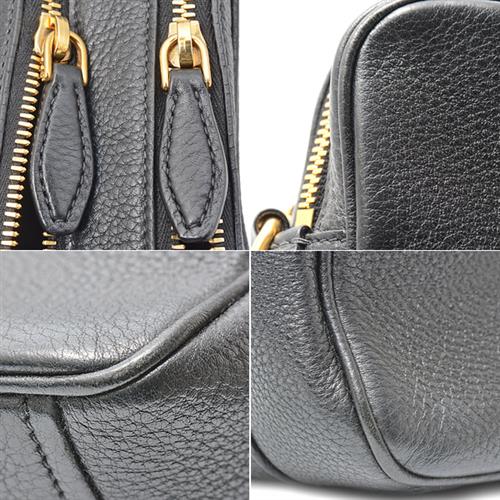 プラダ バッグ レディース ヴィッテロダイノ ショルダーバッグ ダブルファスナー ダブルジップ ブラック PRADA 1BH079 中古