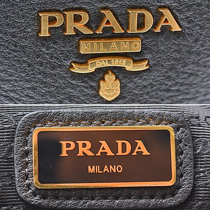 プラダ バッグ レディース ヴィッテロダイノ ショルダーバッグ ダブルファスナー ダブルジップ ブラック PRADA 1BH079 中古