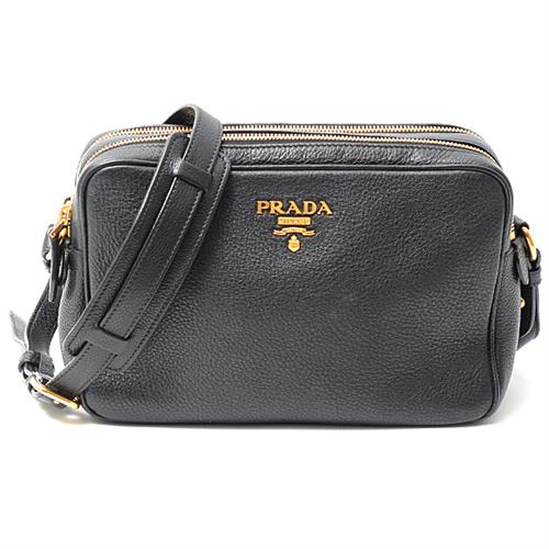 プラダ バッグ レディース ヴィッテロダイノ ショルダーバッグ ダブルファスナー ダブルジップ ブラック PRADA 1BH079 中古