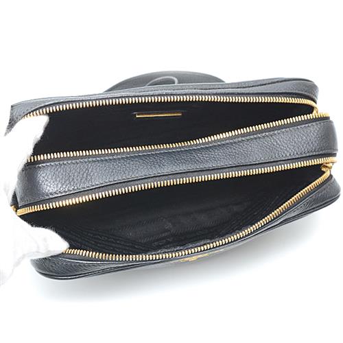 プラダ バッグ レディース ヴィッテロダイノ ショルダーバッグ ダブルファスナー ダブルジップ ブラック PRADA 1BH079 中古