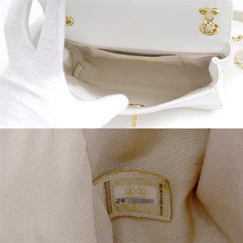 シャネル バッグ レディース マトラッセ ココマーク チェーン ショルダーバッグ ハンドバッグ 2WAY カーフレザー ホワイト×ベージュ CHANEL 中古