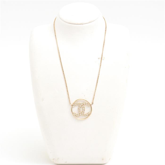 シャネル ネックレス レディース ラインストーン ココマーク B19 ゴールドカラー CHANEL GP 中古
