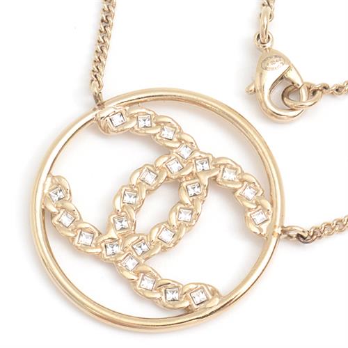 シャネル ネックレス レディース ラインストーン ココマーク B19 ゴールドカラー CHANEL GP 中古
