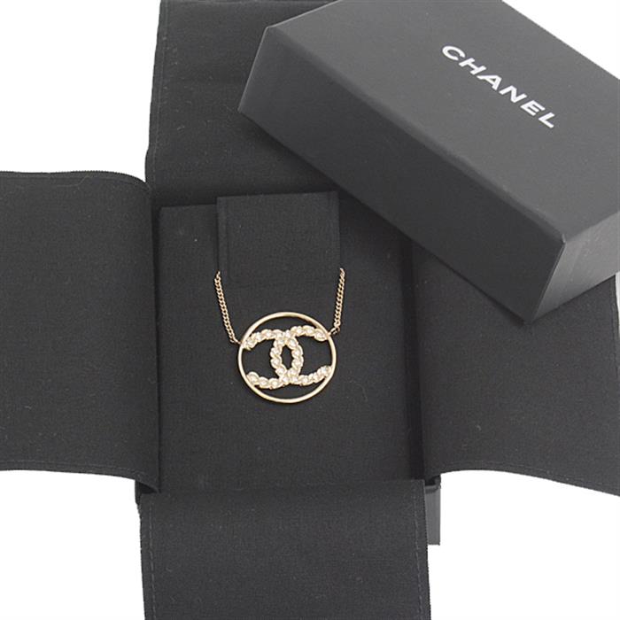 シャネル ネックレス レディース ラインストーン ココマーク B19 ゴールドカラー CHANEL GP 中古