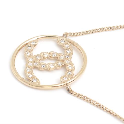シャネル ネックレス レディース ラインストーン ココマーク B19 ゴールドカラー CHANEL GP 中古