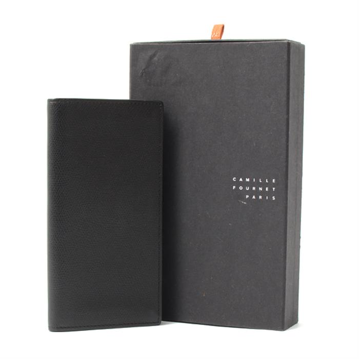 カミーユフォルネ 財布 メンズ ヴェルソ アリゲーター 二つ折り長財布 レザー ブラック CamilleFournet 中古