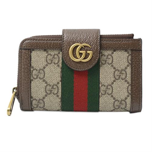 グッチ 財布 レディース オフィディア GGスプリーム 二つ折り財布 ブラウン系 699353 GUCCI 中古