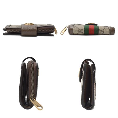 グッチ 財布 レディース オフィディア GGスプリーム 二つ折り財布 ブラウン系 699353 GUCCI 中古