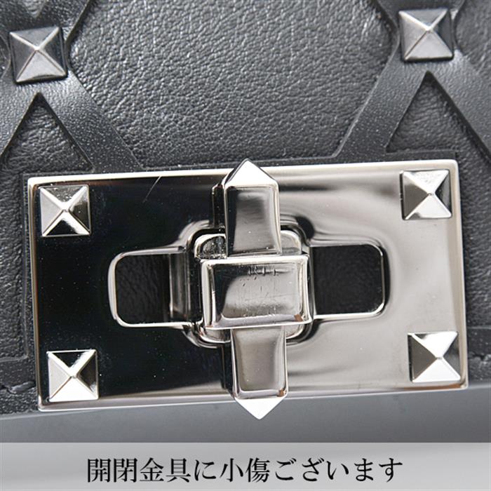 ヴァレンティノ バッグ レディース ロックスタッズ付きチェーンショルダーバッグ レザー ブラック VALENTINO 中古