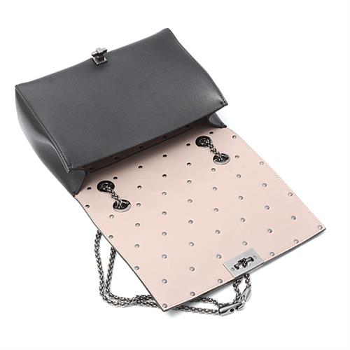 ヴァレンティノ バッグ レディース ロックスタッズ付きチェーンショルダーバッグ レザー ブラック VALENTINO 中古