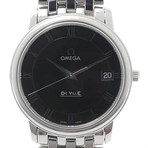 オメガ メンズ 時計 デヴィル プレステージ デイト 電池式 ブラック文字盤 ステンレス OMEGA SS 4510.52 中古