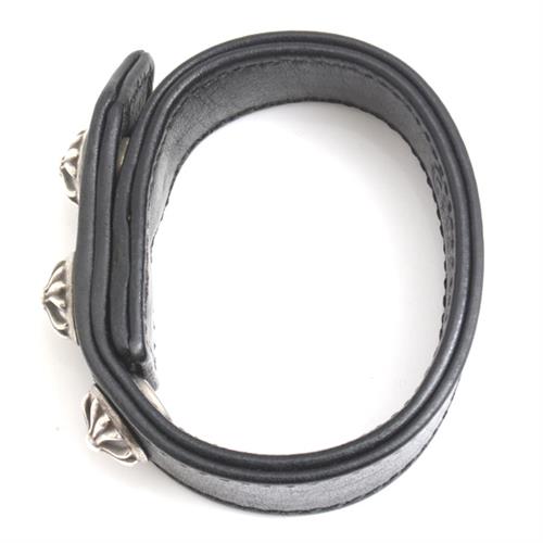 クロムハーツ ブレス メンズ 3BTN 2SNP クロスボール レザー ブレスレット レザー シルバー CHROME HEARTS SV925 中古