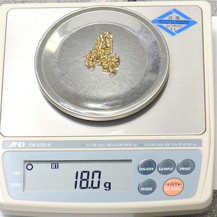 喜平 ブレスレット K18 6面カット ダブル 18g 21cm 造幣局検定刻印入 メンズ レディース チェーン イエローゴールド YG 中古