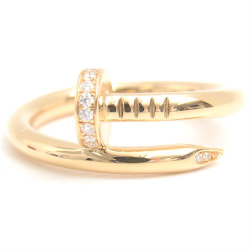 カルティエ 指輪 メンズ ジュストアンクル ダイヤモンド リング 57号 イエローゴールド Cartier 750YG 中古