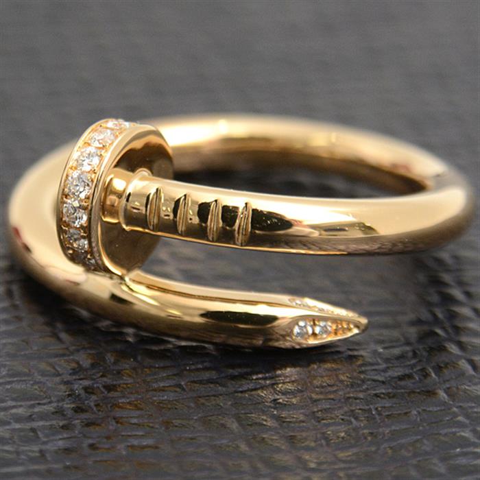カルティエ 指輪 メンズ ジュストアンクル ダイヤモンド リング 57号 イエローゴールド Cartier 750YG 中古
