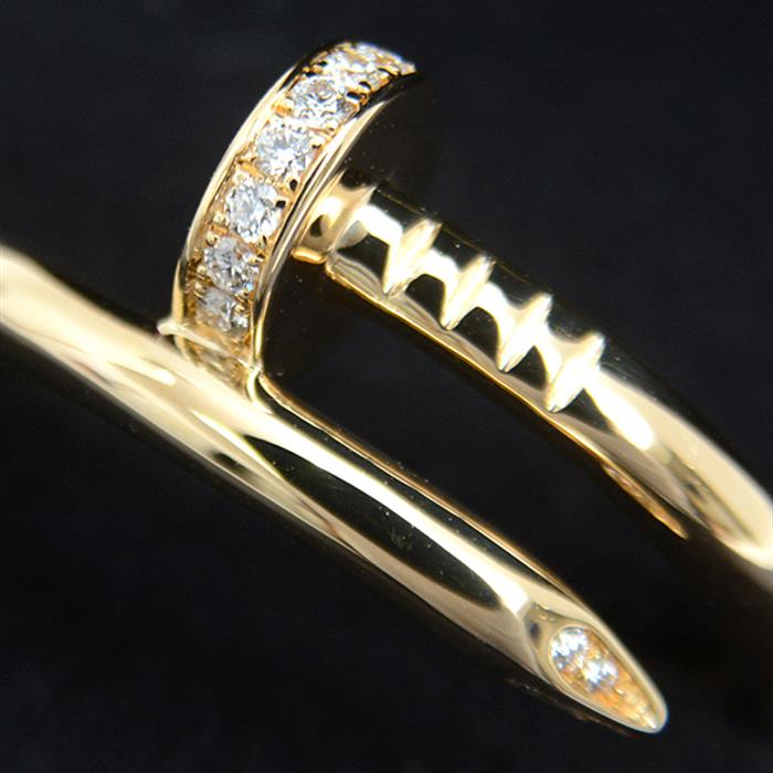 カルティエ 指輪 メンズ ジュストアンクル ダイヤモンド リング 57号 イエローゴールド Cartier 750YG 中古