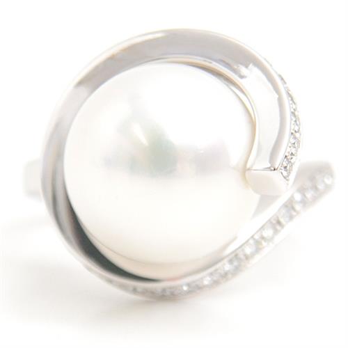 タサキ 指輪 レディース オーロラ 南洋パール ダイヤモンド リング 12.4mm珠 D0.32ct 11.5号 プラチナ TASAKI PT900 中古