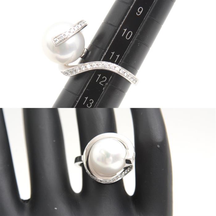 タサキ 指輪 レディース オーロラ 南洋パール ダイヤモンド リング 12.4mm珠 D0.32ct 11.5号 プラチナ TASAKI PT900 中古