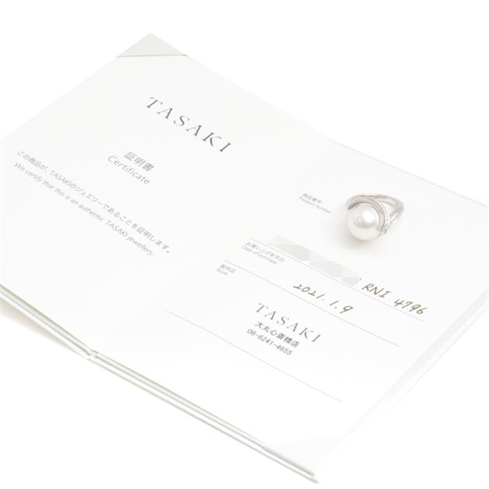 タサキ 指輪 レディース オーロラ 南洋パール ダイヤモンド リング 12.4mm珠 D0.32ct 11.5号 プラチナ TASAKI PT900 中古