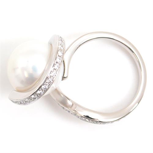 タサキ 指輪 レディース オーロラ 南洋パール ダイヤモンド リング 12.4mm珠 D0.32ct 11.5号 プラチナ TASAKI PT900 中古