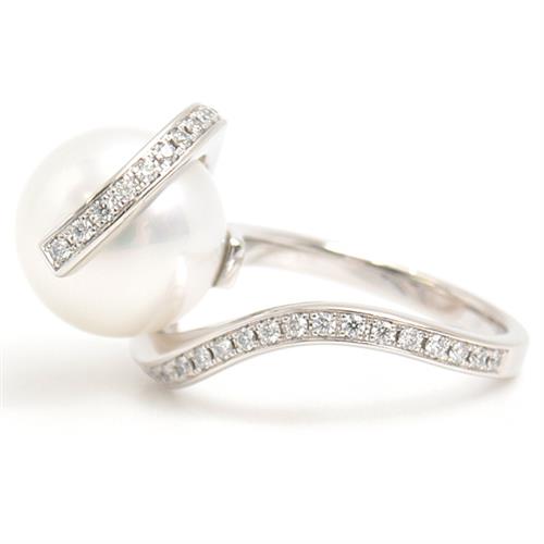 タサキ 指輪 レディース オーロラ 南洋パール ダイヤモンド リング 12.4mm珠 D0.32ct 11.5号 プラチナ TASAKI PT900 中古