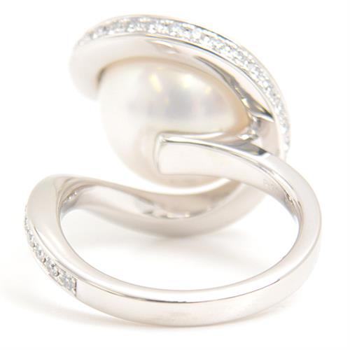 タサキ 指輪 レディース オーロラ 南洋パール ダイヤモンド リング 12.4mm珠 D0.32ct 11.5号 プラチナ TASAKI PT900 中古