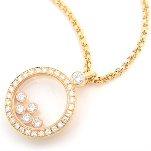 ショパール ネックレス レディース ハッピーダイヤ 5Pムービングダイヤ ネックレス イエローゴールド Chopard 750YG 中古