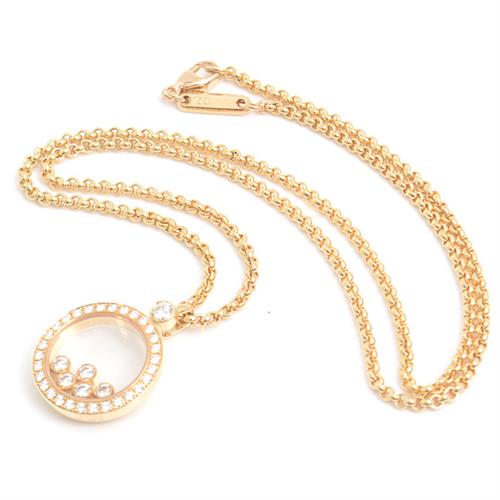 ショパール ネックレス レディース ハッピーダイヤ 5Pムービングダイヤ ネックレス イエローゴールド Chopard 750YG 中古