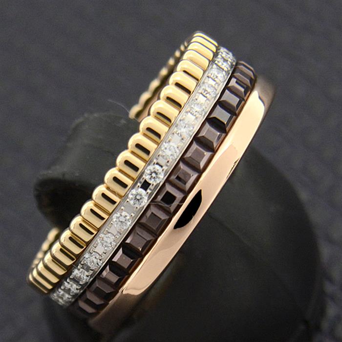 ブシュロン 指輪 メンズ キャトル ダイヤモンド リング スモール 55号 実寸14.5号 ゴールド BOUCHERON 750YG×WG×PG 中古