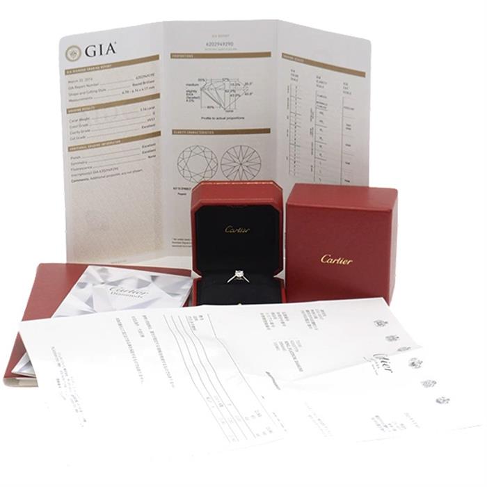 カルティエ 指輪 レディース ソリテール 立爪 ダイヤモンド リング D1.16ct G-VVS1-EX 50号 プラチナ Cartier PT950 中古