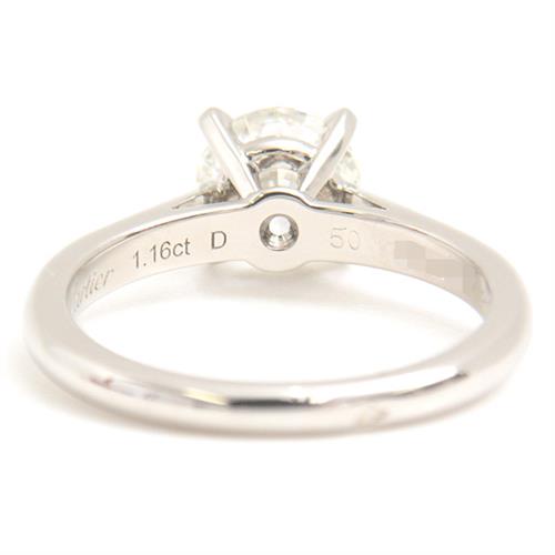 カルティエ 指輪 レディース ソリテール 立爪 ダイヤモンド リング D1.16ct G-VVS1-EX 50号 プラチナ Cartier PT950 中古