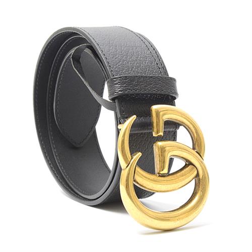 グッチ ベルト メンズ GGマーモント レザー ブラック×ゴールドバックル 77cm～87cm対応 GUCCI 406831 中古