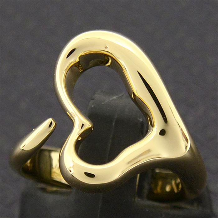 ティファニー 指輪 レディース オープンハート リング 6号 イエローゴールド TIFFANY 750YG 中古