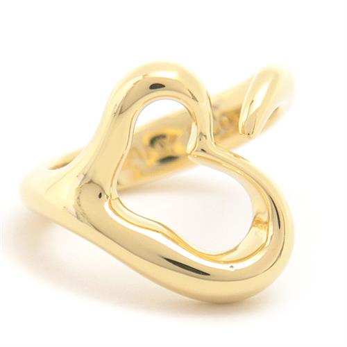 ティファニー 指輪 レディース オープンハート リング 6号 イエローゴールド TIFFANY 750YG 中古