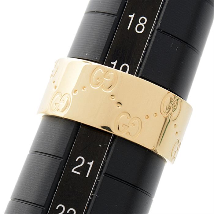 グッチ 指輪 メンズ アイコン ワイドリング 21号 実寸19.5号 イエローゴールド GUCCI 750YG 中古