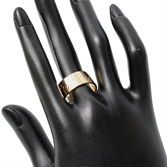 グッチ 指輪 メンズ アイコン ワイドリング 21号 実寸19.5号 イエローゴールド GUCCI 750YG 中古