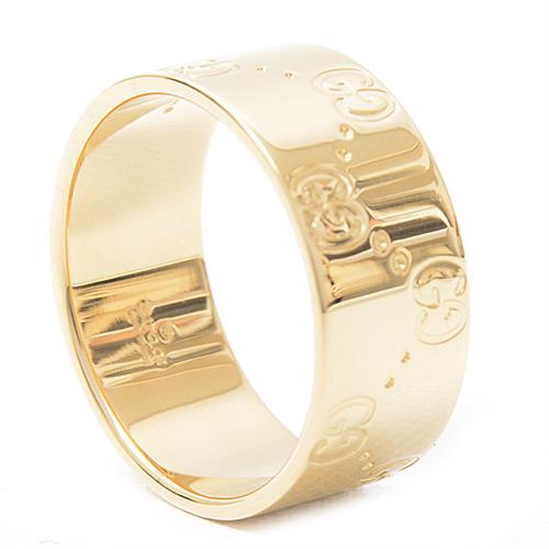 グッチ 指輪 メンズ アイコン ワイドリング 21号 実寸19.5号 イエローゴールド GUCCI 750YG 中古