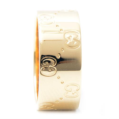 グッチ 指輪 メンズ アイコン ワイドリング 21号 実寸19.5号 イエローゴールド GUCCI 750YG 中古