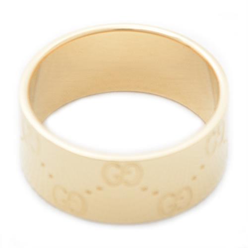 グッチ 指輪 メンズ アイコン ワイドリング 21号 実寸19.5号 イエローゴールド GUCCI 750YG 中古