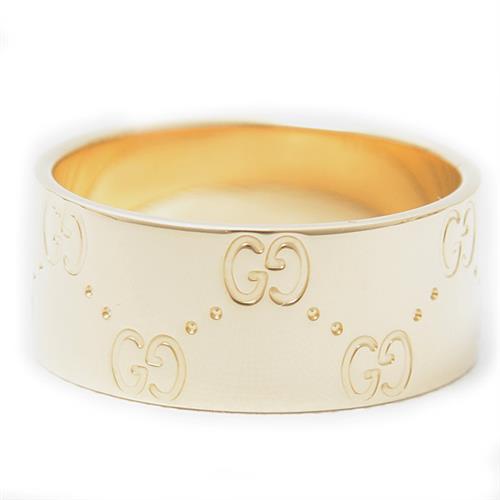 グッチ 指輪 メンズ アイコン ワイドリング 21号 実寸19.5号 イエローゴールド GUCCI 750YG 中古