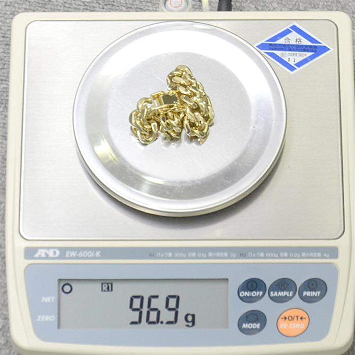 ジュエリーマキ 喜平 ブレスレット K18 2面カット 100g 22cm メンズ チェーン イエローゴールド YG 中古