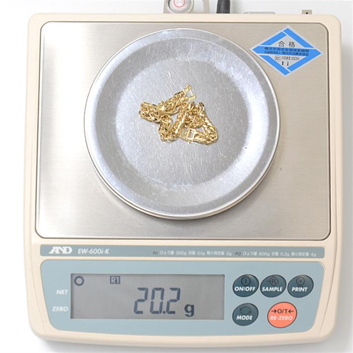喜平 ブレスレット K18 8面カット トリプル 20g 18cm 造幣局検定刻印入 メンズ レディース チェーン イエローゴールド YG 中古