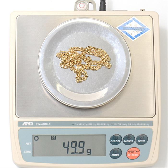 喜平 ネックレス K18 6面カット 50g 50cm 造幣局検定刻印入 メンズ レディース チェーン イエローゴールド YG 中古