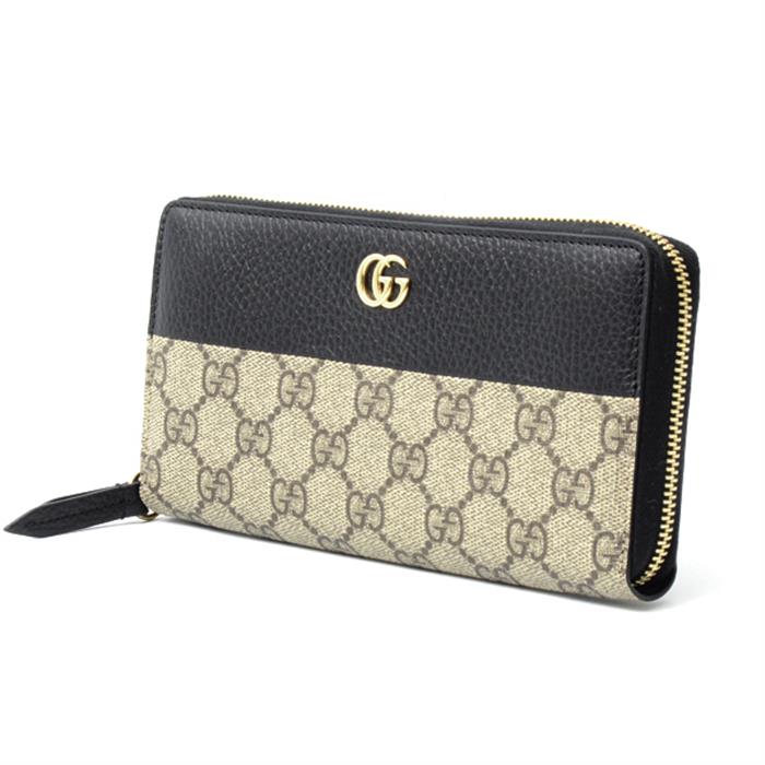 グッチ 財布 レディース メンズ GGスプリーム プチマーモント ラウンドファスナー 長財布 レザー×PVC GUCCI 中古