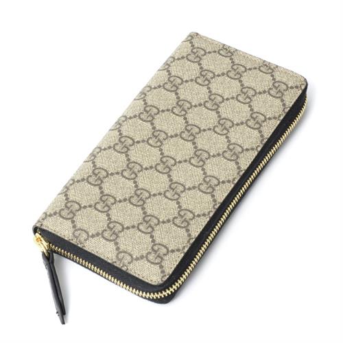 グッチ 財布 レディース メンズ GGスプリーム プチマーモント ラウンドファスナー 長財布 レザー×PVC GUCCI 中古
