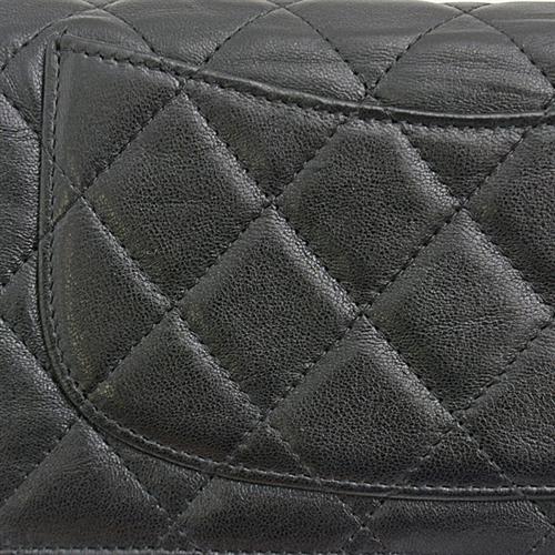 シャネル 財布 レディース マトラッセ 二つ折り長財布 ラムスキン ブラック CHANEL A31509 中古